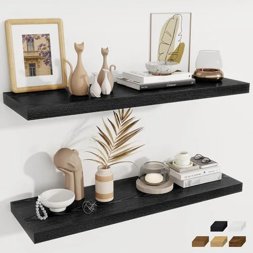 Miniatura 72 de Fun Memories Estantes flotantes de 12 pulgadas de profundidad, estantes de pared de madera de 16 x 12 pulgadas, estante de almacenamiento rústico