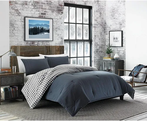 Miniatura 37 de Eddie Bauer - Juego de edredón Queen, ropa de cama reversible a cuadros, elegante y cálida decoración del hogar (gris normandía, Queen)