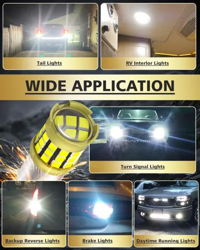 Miniatura 87 de 1156 Bombillas LED Ámbar Amarilla Luz de Señal de Giro 400% de Brillo 1141 1003 7506 Bombillas LED P21W Usadas para Luces Intermitentes Luz Trasera