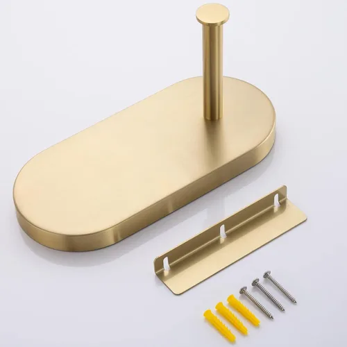 Miniatura 5 de RANDOM Soporte de papel higiénico dorado cepillado con estante SUS 304 Accesorios de baño de acero inoxidable Soporte de pañuelos Dispensador