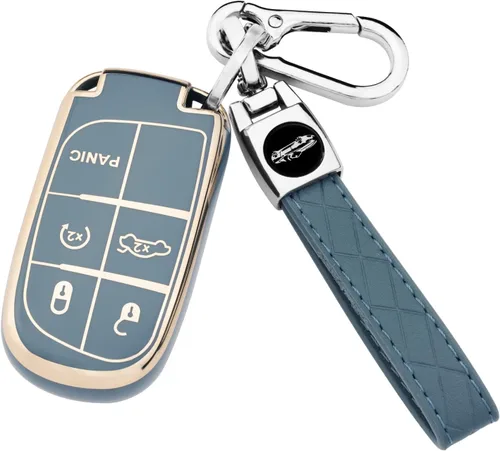 Miniatura 18 de XIYANG TRADE Funda para llavero Jeep con llavero, carcasa de TPU suave protección completa para llave inteligente Grand Cherokee Renegade Chrysler