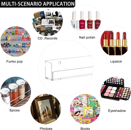 Miniatura 6 de Cerpourt Paquete de 4 estantes para esmalte de uñas, estante montado en la pared, organizador de esmalte de uñas acrílico transparente, estante