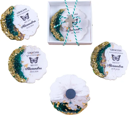Miniatura 12 de HTF - Paquete de 5 imanes personalizados de resina epoxi para baby shower, regalos para baby shower, regalos de baby shower, revelación de género