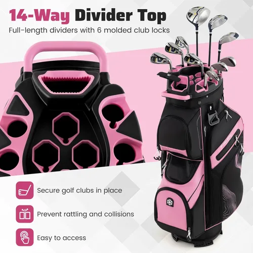 Miniatura 2 de Goplus Bolsa ligera para carrito de golf, bolsa de golf moldeada con separadores organizadores de longitud completa de 14 vías, 11 bolsillos, bolsa