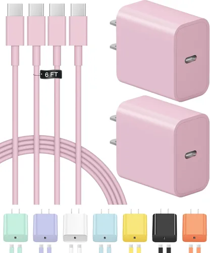 Miniatura 12 de Cargador de carga rápida USB C para iPhone 17, 16, 15, paquete de 2 cargadores tipo C, cable de 6 pies para iPhone 17/17 Plus/17 Pro/17 Pro