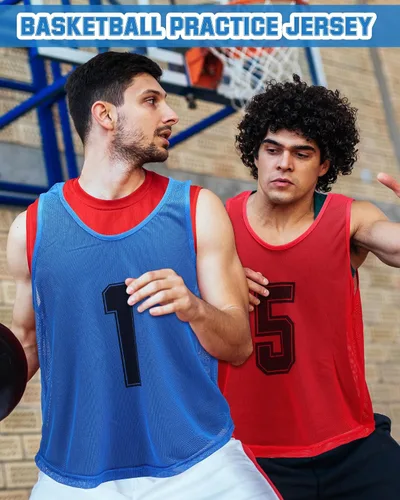 Miniatura 5 de Suhine 48 Piezas Petos para Deportes Doble Fútbol Petos de Entrenamiento Chalecos de Scrimmage de Malla Baloncesto Equipo Práctica Camiseta