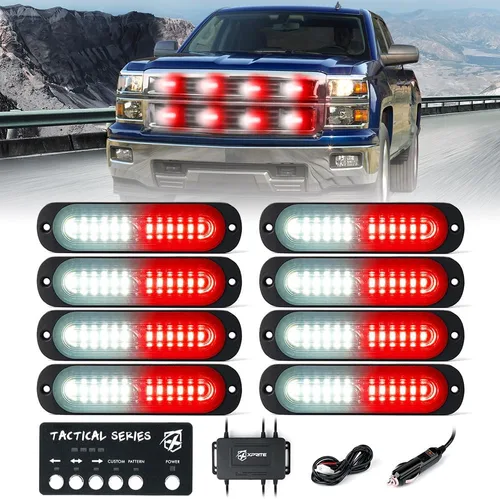 Miniatura 12 de Xprite Kit de luces estroboscópicas LED ámbar para montaje en superficie, parrilla de parrilla lateral, luz intermitente de advertencia