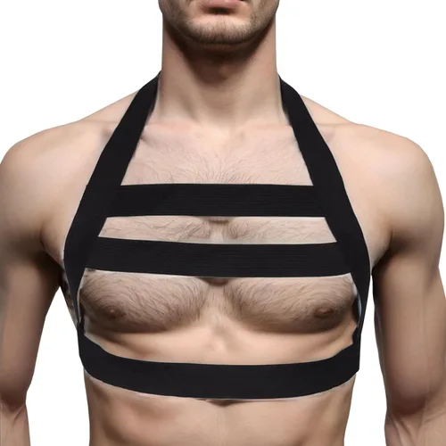 Miniatura 5 de Arnés de nylon fuerte del pecho del cuerpo de los hombres del apoyo elástico del apoyo del club desgaste trajes