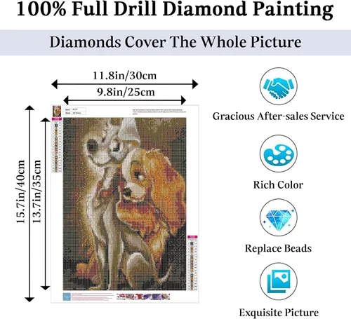 Miniatura 5 de Kits de Pintura de Arte de Diamante JAKI para Adultos - Kits de Pintura de Diamante de Perro, Arte de Diamante Cuadrado de Taladro Completo