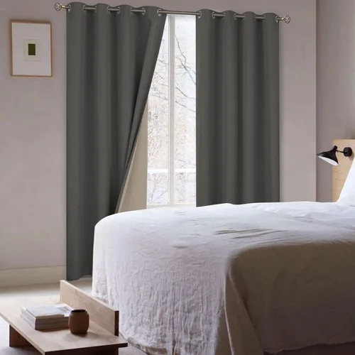 Miniatura 7 de BGment Cortinas opacas de color gris oscuro de 63 pulgadas de largo para dormitorio, juego de 2 paneles, aislamiento térmico con textura de lino