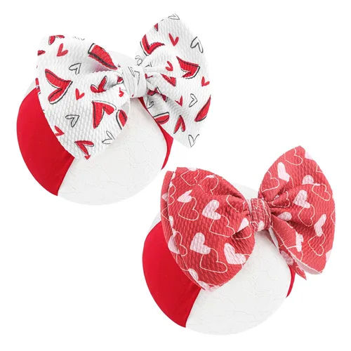 Miniatura 12 de YanJie Lazos de San Valentín – Diademas de nailon rojo hechas a mano para recién nacidos para niñas, niños pequeños y bebés Juego rojo de 6