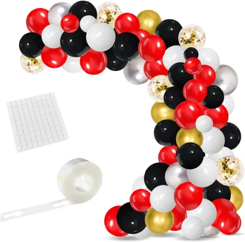 Miniatura 12 de Arco de guirnalda de globos de color verde oscuro, negro y dorado, globos verde esmeralda, globos de confeti dorado metálico, globos de fútbol