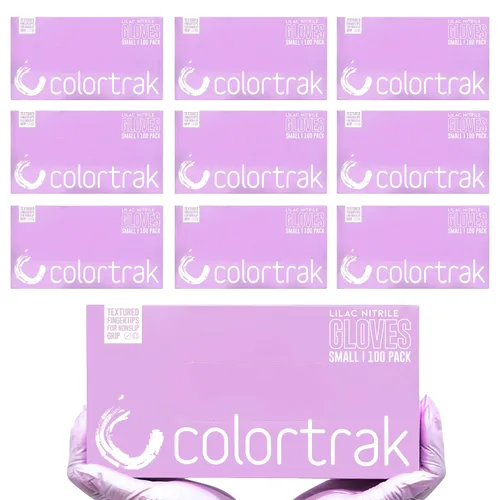 Miniatura 23 de Colortrak Luminous Collection - Guantes desechables de nitrilo, color lila escarcha, pequeños, de un solo uso, seguros para alérgicos, sin látex