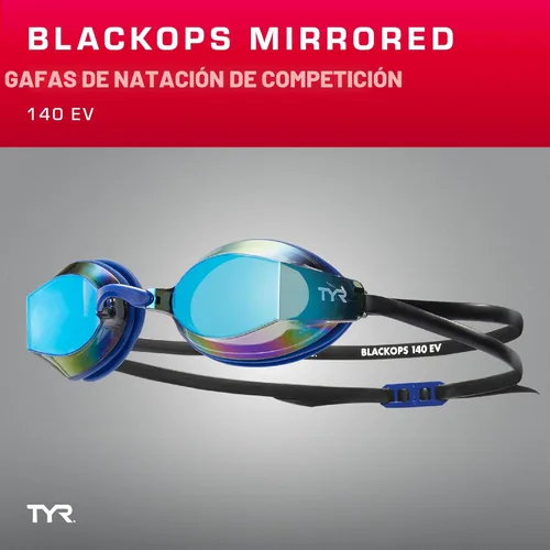 Miniatura 5 de TYR Blackops 140 EV Racing - Gafas de natación competitivas para hombres y mujeres, antivaho Espejo - Oro/Azul marino