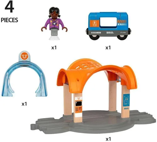 Miniatura 9 de BRIO 33973 Smart Tech Sound Action Tunnel Station Juego de tren de juguete de madera para niños a partir de 3 años