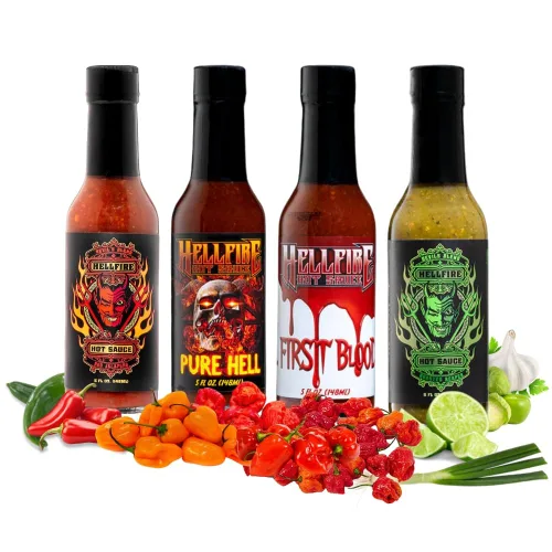 Miniatura 15 de Salsa picante Hellfire Blueberry Hell con pimientos Carolina Reaper, Gourmet, galardonada salsa picante a base de frutas, 5 onzas