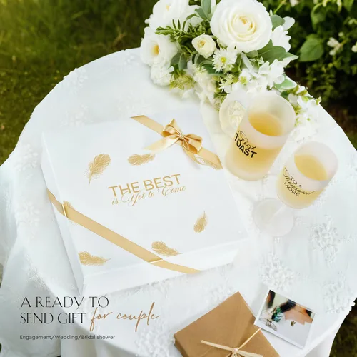 Miniatura 6 de AW BRIDAL Regalos de boda para parejas 2026, regalo de compromiso para él y ella, juego de copas de champán y tazas de cerveza de vidrio esmerilado