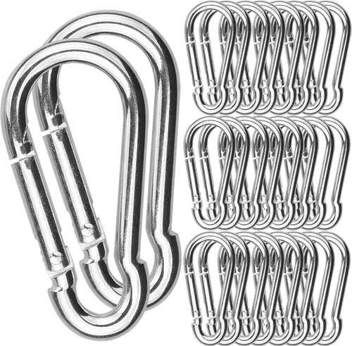 AKOLAFE Paquete de 30 ganchos de resorte, clips de mosquetón de acero galvanizado con zinc de 2-3/8 pulgadas, llavero de capacidad de carga de 260