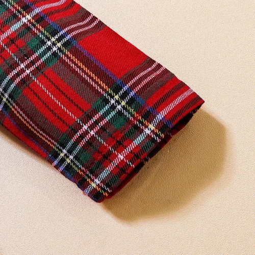 Miniatura 7 de Vestido de moda tutú para niños y niñas, traje de Navidad rojo a cuadros vestido de manga larga
