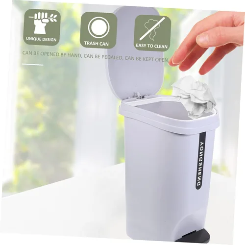 Miniatura 7 de Zerodeko Bote de basura de pedal de pie 10l Cesta de basura tapa de paso en el hogar Contenedor de basura estilo nórdico