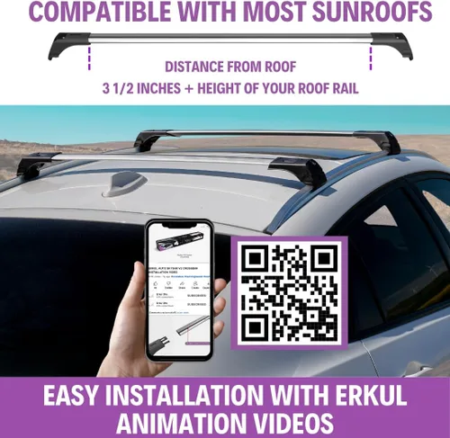 Miniatura 5 de ERKUL Barras transversales para portaequipajes de techo para BMW X3 F25 2011-2017 Barras transversales de aluminio con bloqueo antirrobo