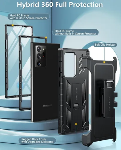 Miniatura 2 de FNTCASE Funda para Samsung Galaxy Note-20-Ultra: funda resistente de grado militar para teléfono celular con soporte Protector con Protección TPU
