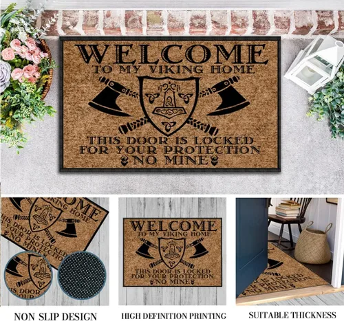 Miniatura 7 de Tapete divertido para puerta delantera, para exteriores, Welcome to My Viking Home, This Door is Locked for Your Protection No Mine Outdoor Funny