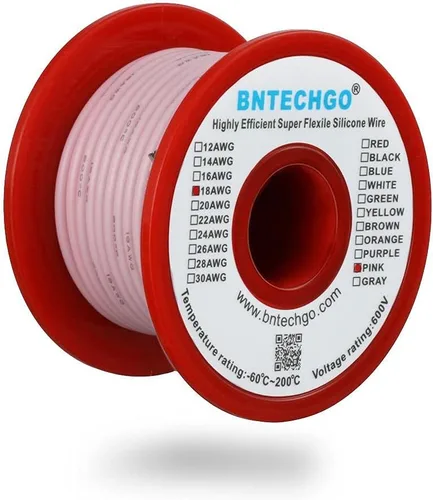 Miniatura 47 de BNTECHGO Carrete de alambre de silicona de calibre 16, rojo de 25 pies y negro, 25 pies, 2 cables separados, alambre de cobre estañado flexible