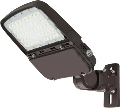 Luz LED de estacionamiento de 150 W con fotocélula, luces LED regulables para exteriores con ajuste deslizante y soporte de brazo en 1, 22500LM