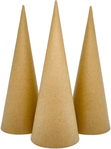 Miniatura 2 de Juego de 3 conos de papel maché con parte inferior abierta de 12.2 x 4.5 pulgadas (mediano) - Para proyectos de arte, manualidades y decoraciones
