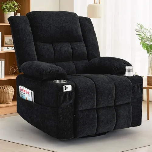 Miniatura 11 de Korser Sillón reclinable giratorio de 360° con mecedora para adultos, sillón reclinable con masaje y calefacción para guardería, silla de columpio