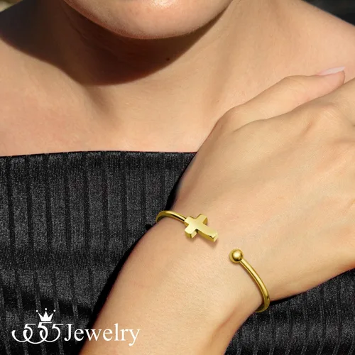 Miniatura 3 de 555Jewelry - Pulsera de acero inoxidable con símbolo religioso