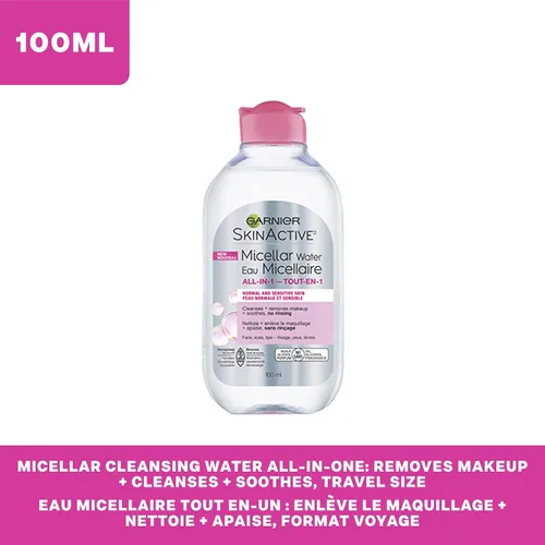 Miniatura 9 de Agua micelar limpiadora Garnier, desmaquillante todo en uno y limpiador facial, para todo tipo de piel, 3.4 onzas líquidas (100mL), 1 unidad