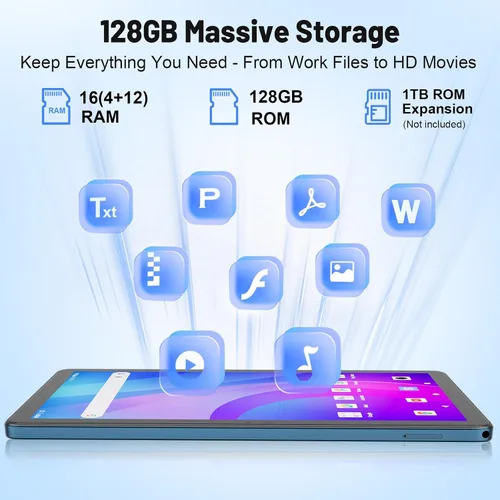 Miniatura 5 de Tablet Android, tabletas electrónicas Android 15, 16 GB de RAM, 128 GB ROM 1 TB Expand, Octa-Core, WiFi 5G, cámara de 13 MP+5MP, batería de 8000