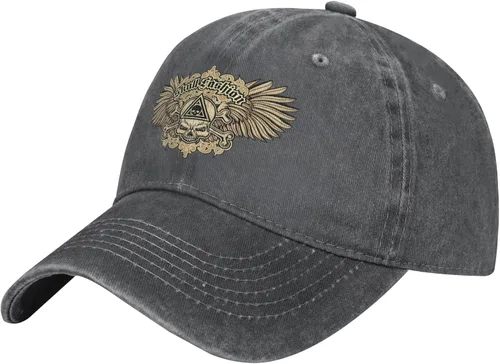 Cowboy Hat Trendy Hats for Man and Women Djustable Four Season Outdoor Baseball Cap of Hell Skull with Angel Deep Heather