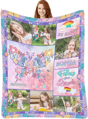 Miniatura 29 de Manta de Sirena Personalizada para Niñas Bebés - Manta de Forro Polar para Recién Nacidos y Niños Pequeños - Foto y Nombre, Regalos de Navidad