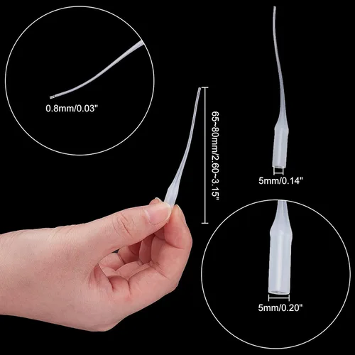 Miniatura 2 de PH PandaHall Puntas de pegamento, 100 piezas de pegamento de plástico micro puntas extensor blanco aplicador de precisión para modelo de botella