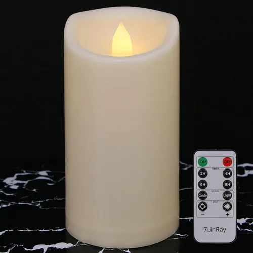 Miniatura 20 de Velas sin llama de 3" x 5" pulgadas para exteriores que funcionan con baterías, con control remoto y temporizador, velas LED parpadeantes de pilar 1