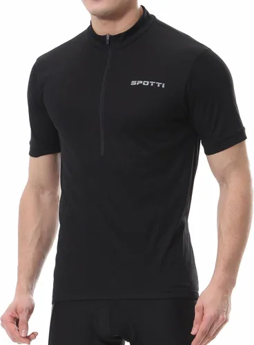 Spotti Playera de manga corta para ciclismo de hombre con 3 bolsillos traseros, transpirable, secado rápido