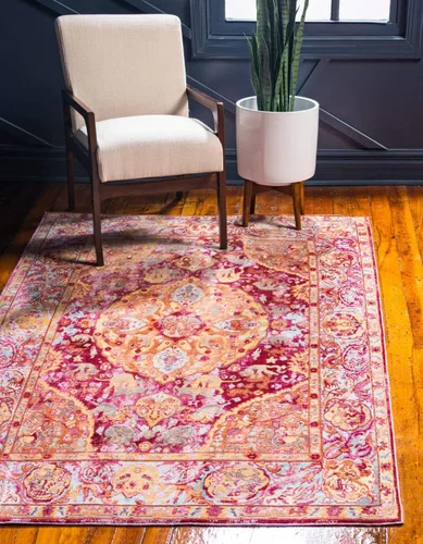 Miniatura 10 de Unique Loom Austin Collection Botanical, Medallion, Vintage Alfombra de área 4' 0" x 6' 0", Beige/Azul