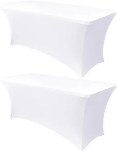 Miniatura 71 de Obstal Funda de mesa de elastano elástica de 4 pies para mesas plegables estándar, paquete de 2 manteles rectangulares universales ajustables