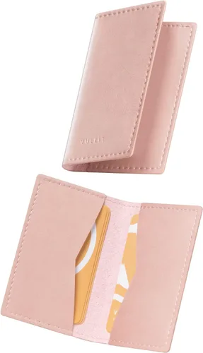 VULKIT - Porta tarjetas de visita de cuero, organizador delgado de 2 lados para tarjetas de nombre de negocios para hombres o mujeres, Rosa,