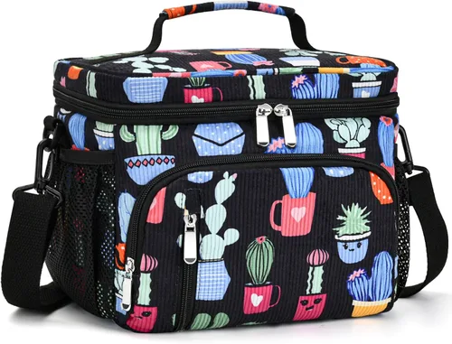 Miniatura 8 de Lonchera para Hombres, Bolsa de Almuerzo con Doble Aislamiento Reutilizable a Prueba de Fugas Bolsa Refrigeradora Portátil Bolsa de Comida para Negro