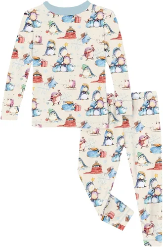 Miniatura 77 de KicKee Pants Conjunto de pijama de manga larga con estampado de piezas