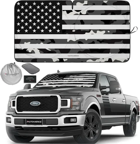 Miniatura 36 de Autoamerics Parasol para parabrisas de 1 pieza, bandera del águila americana, diseño patriótico de 3 Estados Unidos, parasol plegable para ventana