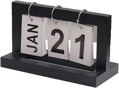 Calendario de escritorio perpetuo de madera, calendario perpetuo de escritorio de madera rústica, calendario de decoración de escritorio vintage,