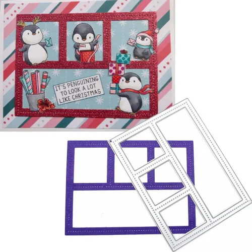 Miniatura 13 de Lapoo Troqueles geométricos para hacer tarjetas, duradero, troquelado de metal para álbum de recortes, álbum de fotos, tarjetas de papel decorativo