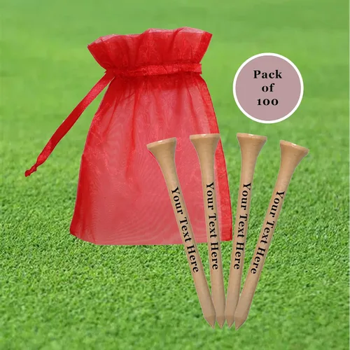 Miniatura 2 de 100 camisetas de golf de madera natural personalizadas de 2 3/4 pulgadas • Sube tu propio texto