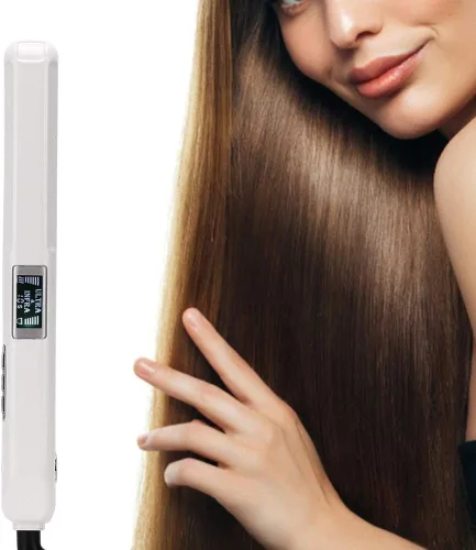 Plancha de pelo ultrasónica multifuncional de iones de cerámica, mini plancha alisadora con férula infrarroja de planchado en frío, alisador de
