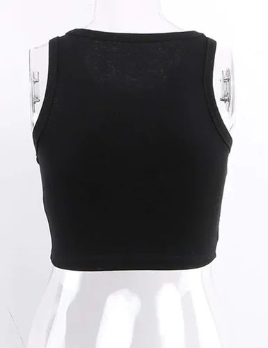 Miniatura 6 de MISSACTIVER - Camiseta corta sin mangas para mujer crop top básico e informal con cuello redondo y ribetes